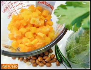 Lining up the ingredients for Butternut Squash Raita