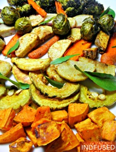 #Oven #roasted #vegetables and #root vegetables#spiced with #Indian #spices like coriander seed powder and #garam masala.#easy #recipe