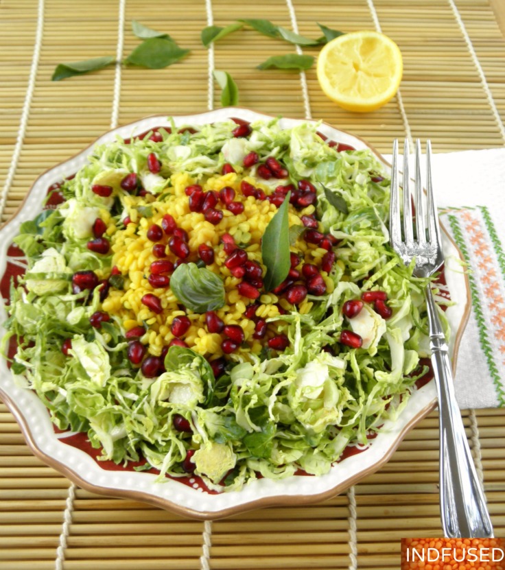 Easy recipe for a nutrition packed salad. Indian fusion recipe for clean eating. Gluten free, vegetarian, low fat dressing.