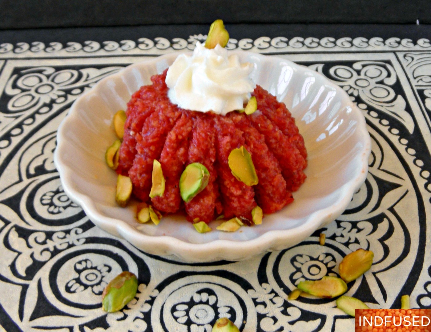 Indian fusion festive dessert halwa with an easy 10 minute microwave recipe. Vegetarian, gluten free Indian dessert