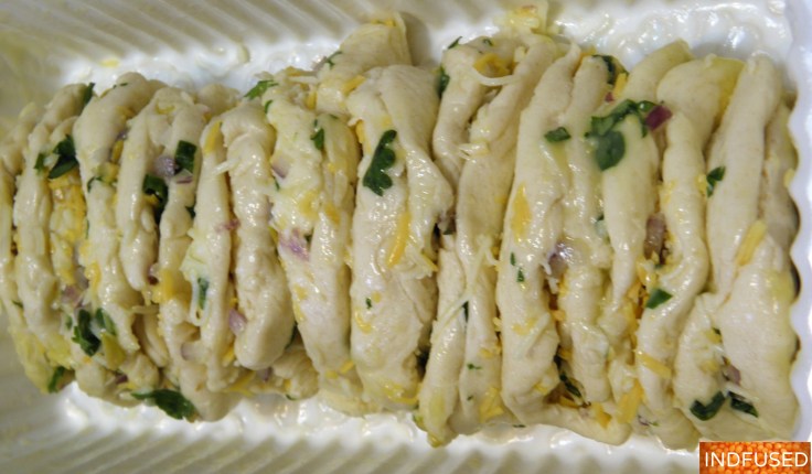 Quick and easy Savory Cheese bread using Indian herbs with Pillsbury Grand Biscuits and Kraft shredded Mexican Cheese. Perfect for #Thanksgiving