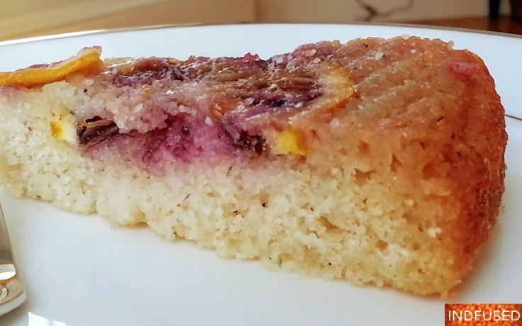 Indian fusion recipe for Eggless, Gluten Free Blood Orange Cake that is low fat and with a vegan option too.