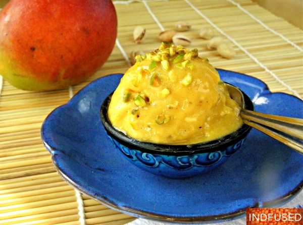 Creamy, luscious, gluten free and guilt free, Vegan Mango Banana Ice Cream