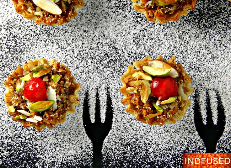 Indian fusion, easy recipe for exquisite Karanji Dessert Canapes with a coconut honey filling