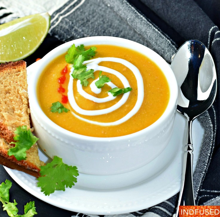 Butternut Peanut Butter Soup- delectable, wholesome, hearty, vegetarian, gluten free soup with red lentils and turmeric.
