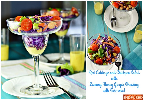 Homemade healthy salad dressing, all natural for a Cabbage and Chickpea salad