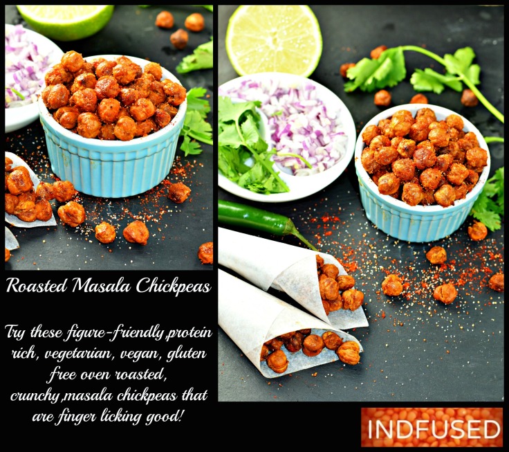 Roasted Masala Chickpeas- figure friendly, gluten free, vegan, vegetarian,crunchy, protein rich Indian snack