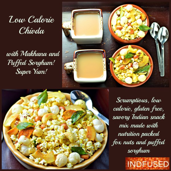 Low Calorie, Healthy Chivda with nutrition packed ingredients like sorghum, fox nuts, turmeric, curry leaves and coconut chips