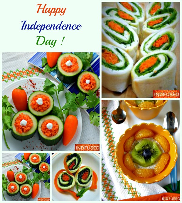 Enjoy them all from nutritious and nectarous Overnight Oats with coconut milk to fun to make and eat Tiranga sandwiches cheese and cool cucumber cups with carrot koshimbir topped with yogurt!