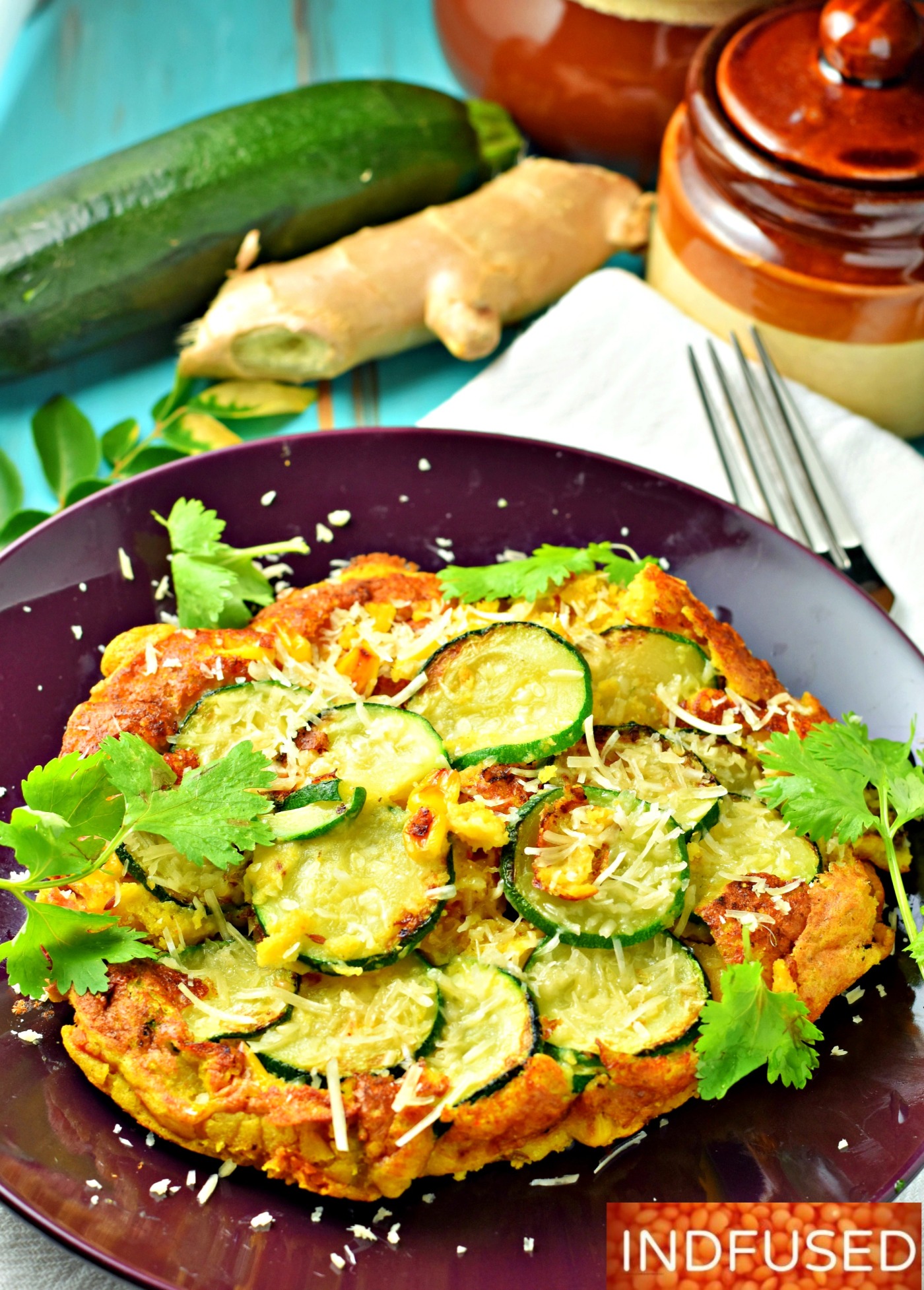 Zesty Zucchini Corn Cakes- vegan option in recipe, vegetarian, low fat recipe that is easy to make. serves 2