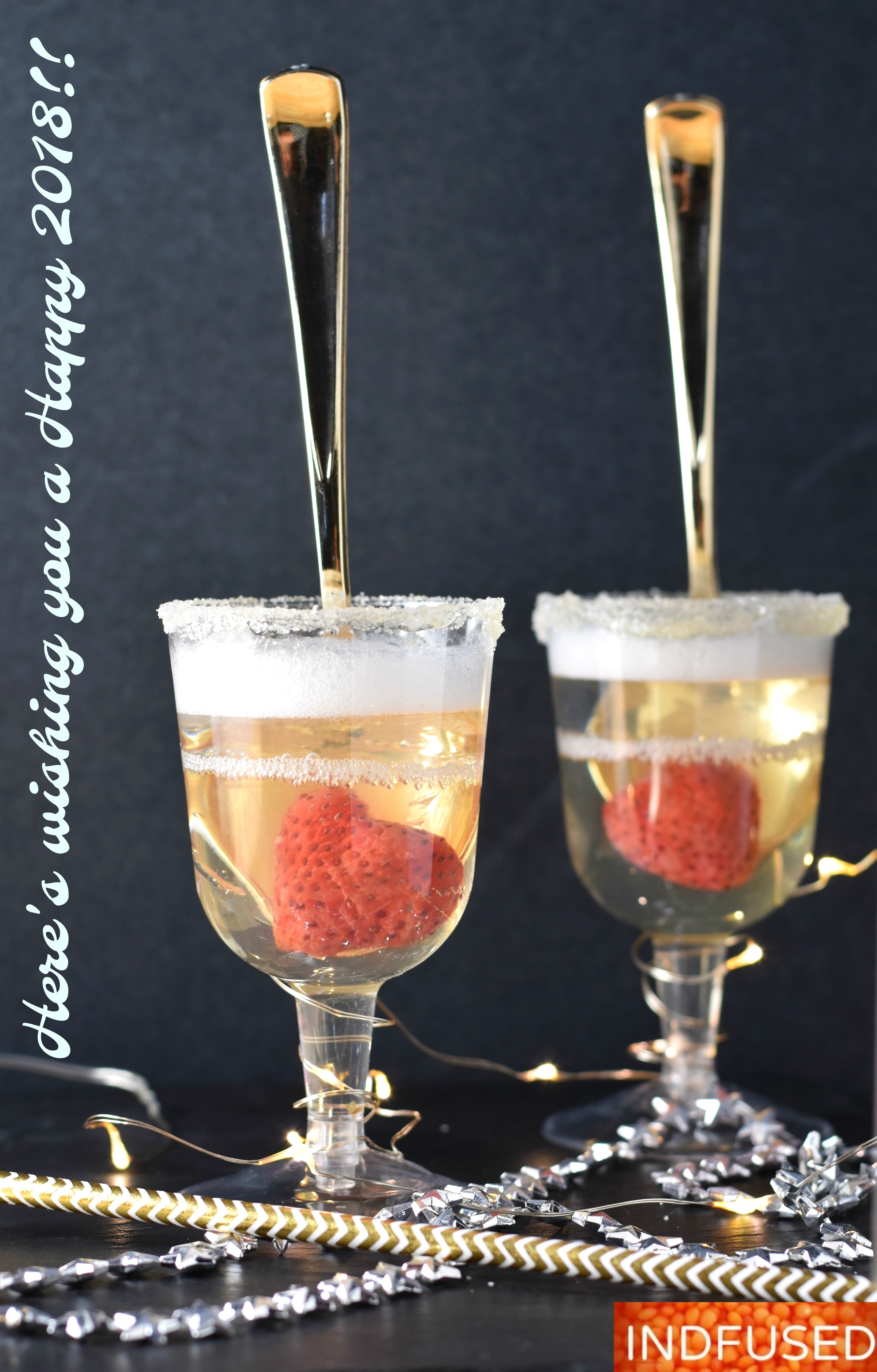 Dazzling Champagne Jelly Flutes for New Years party serves 2. setting time 3 hours