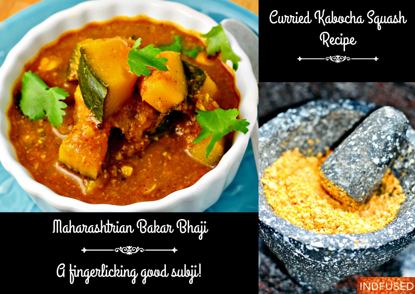 Curried Kabocha Squash Recipe also called Bhoplyachi bakar bhaji from Maharashtra, India.