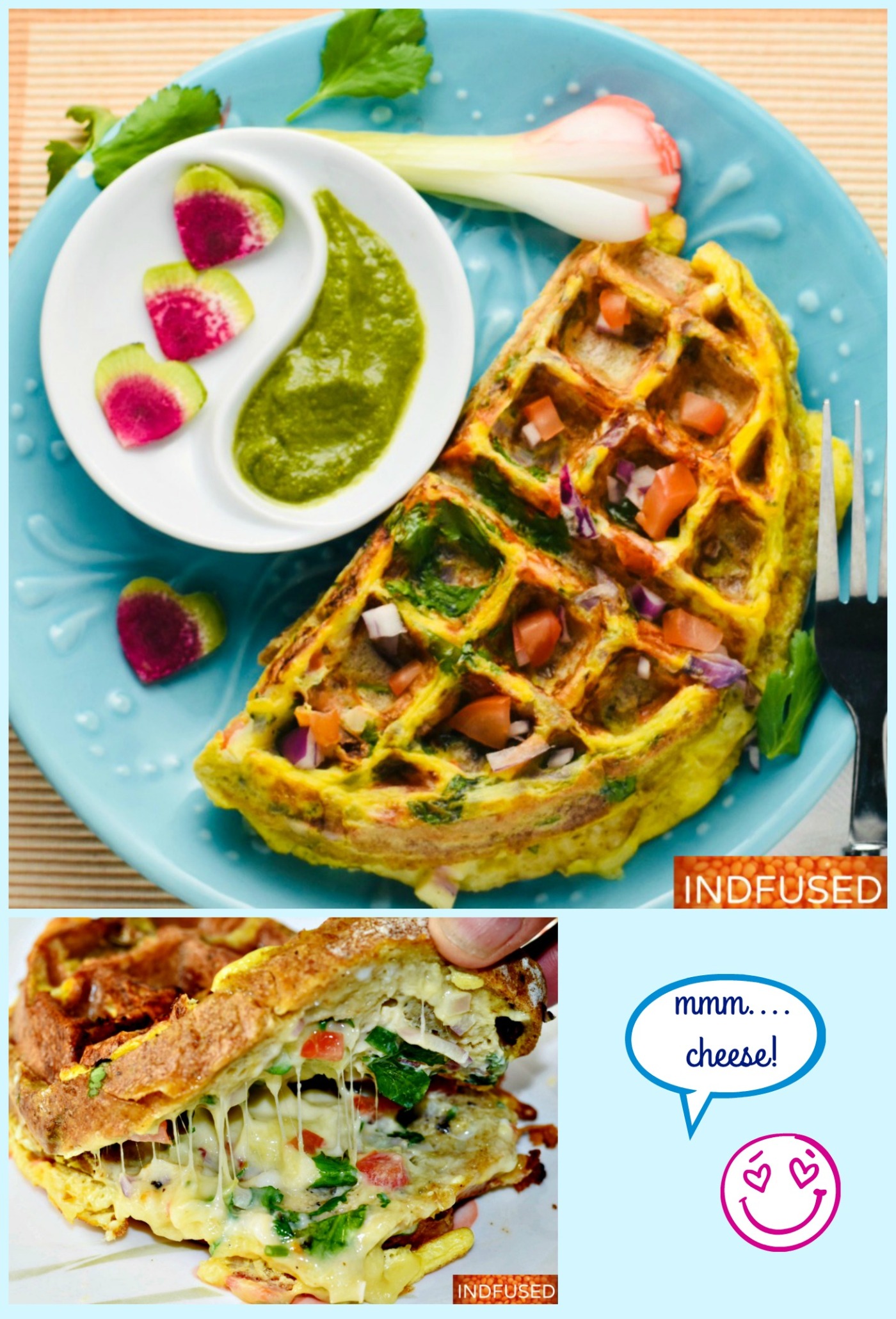 Waffled Savory French Toast collage Bombay Masala Toast in a new Global Avatar!