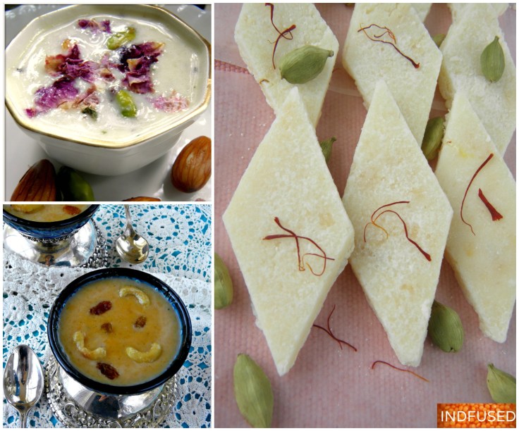 Quick, Easy and Exquisite Almond Kheer, Sweet Potato Kheer and Shrikhand Vadi in 7 minutes