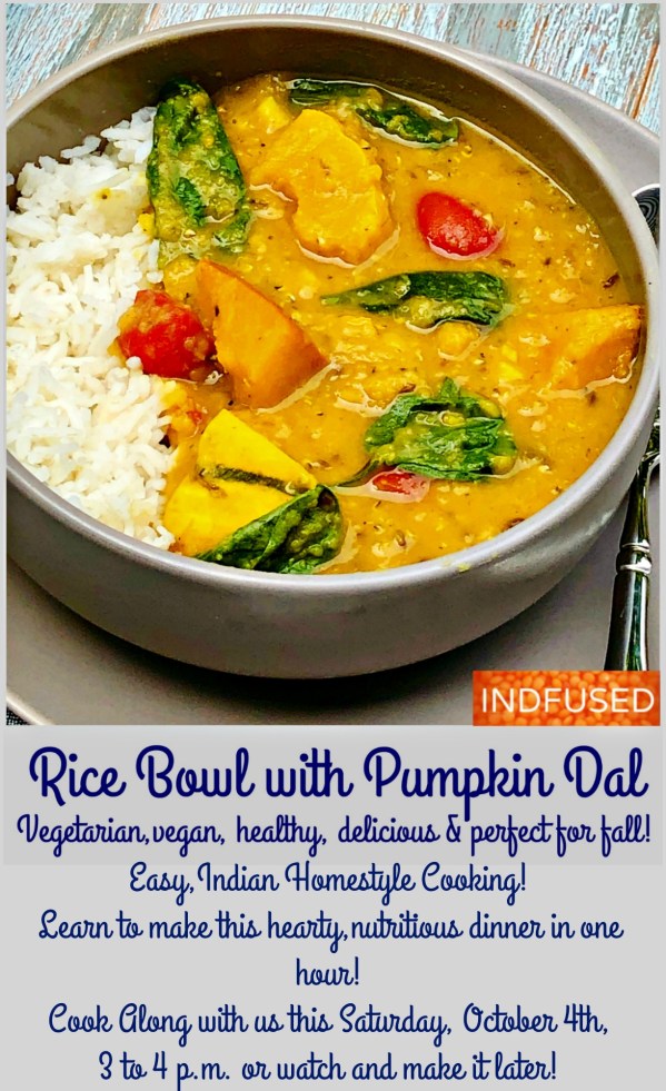 Rice bowl with Pumpkin Dal and Spinach